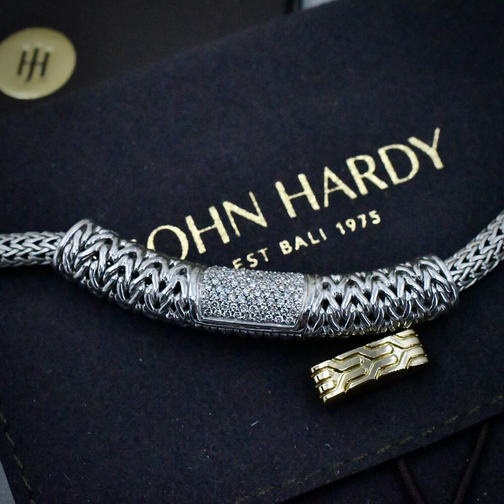 John Hardy 18K Gold 925 Sterling Silver Diamond Classic Chain Necklace 19" 50g